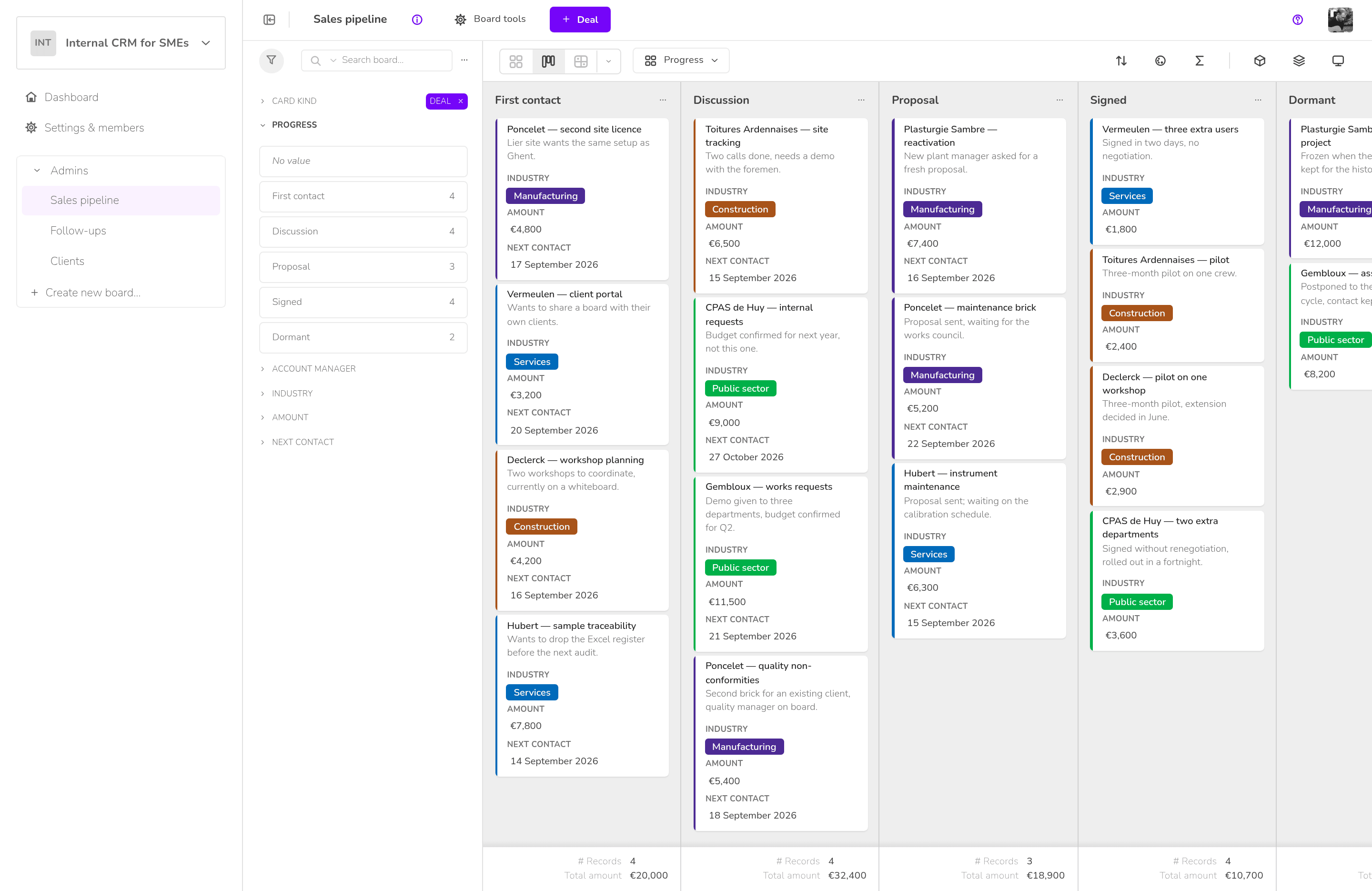 Klaro Cards — Internal CRM for SMEs