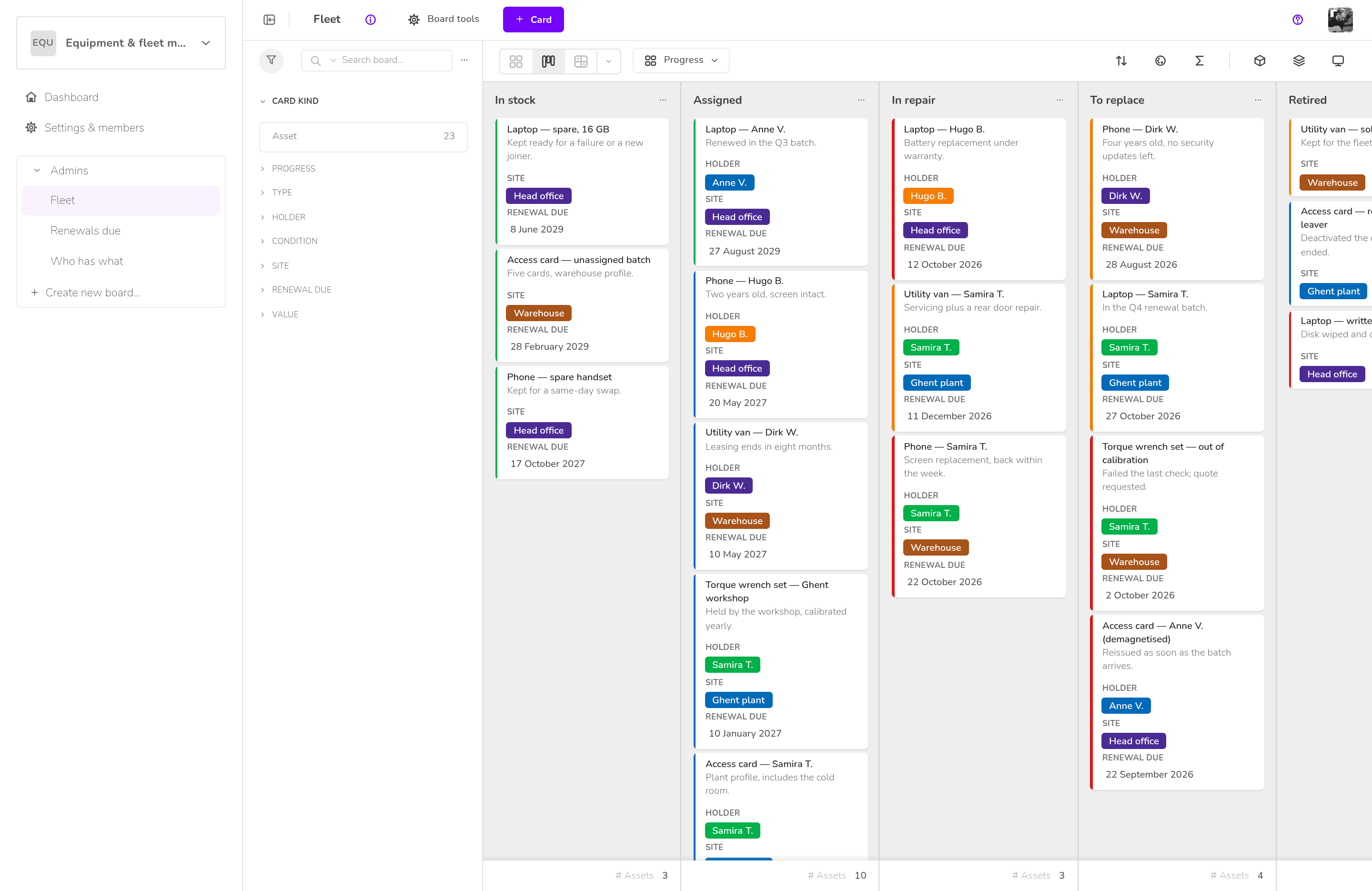 Klaro Cards — Equipment & fleet management