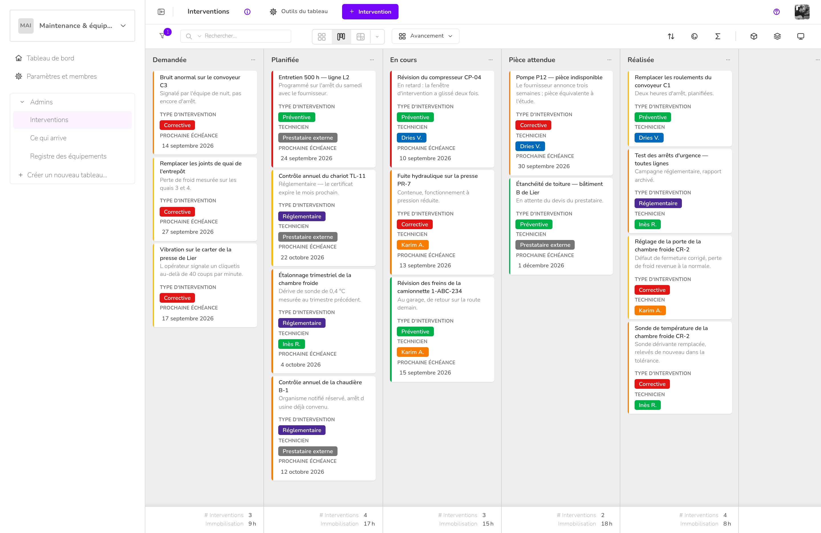 Klaro Cards — Maintenance & équipements