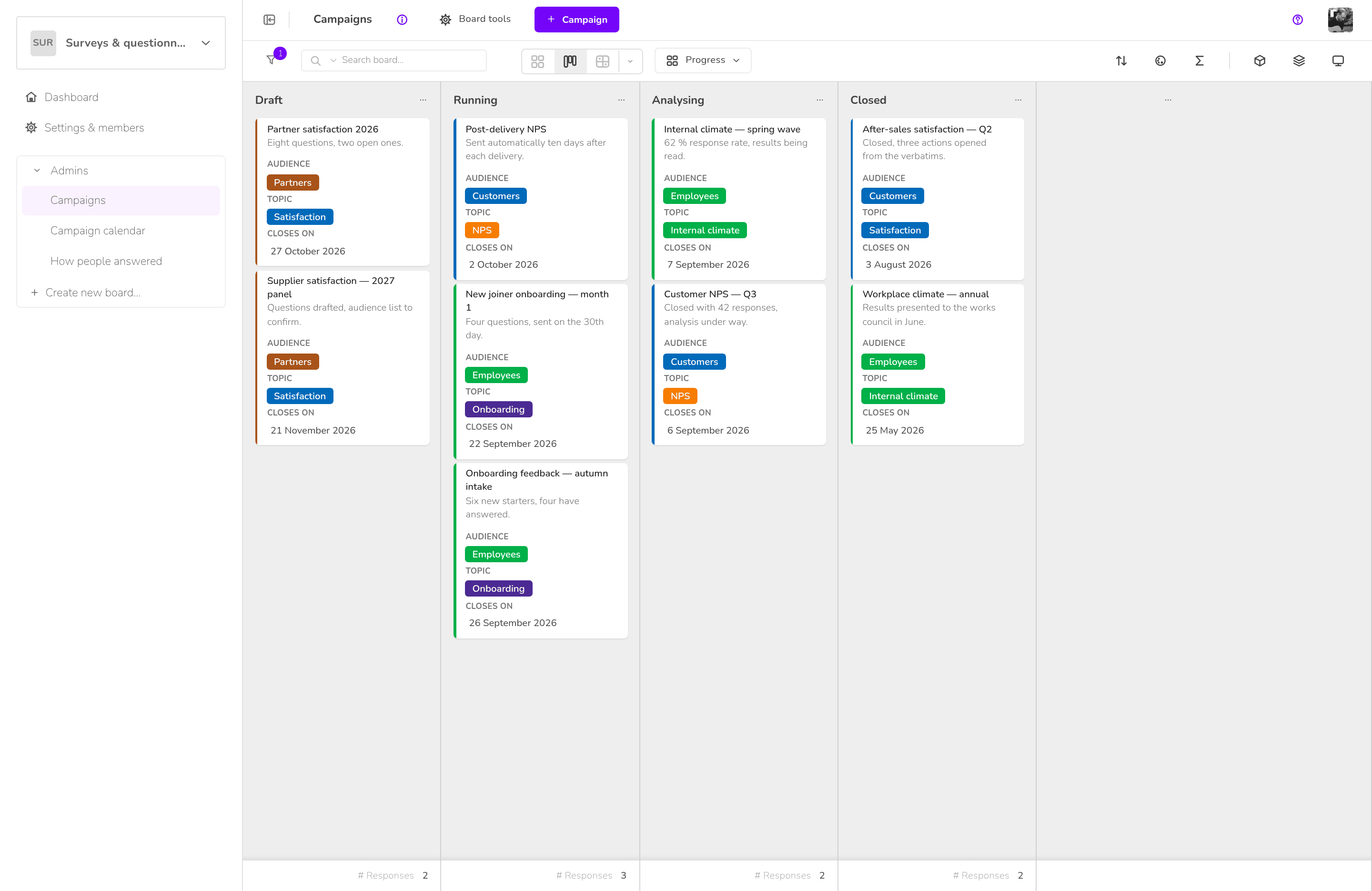 Klaro Cards — Surveys & questionnaires